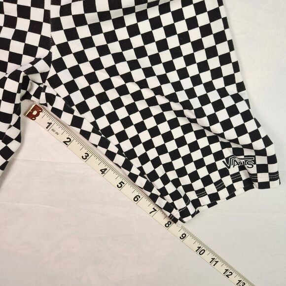 Vans Bike Shorts Womens XS Black White Flying V Print Patter Checkered - FLAWED - Picture 7 of 8